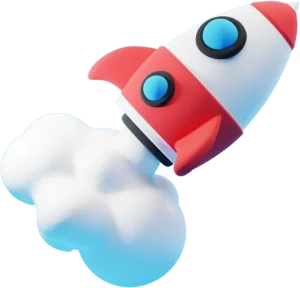 rocket with clouds